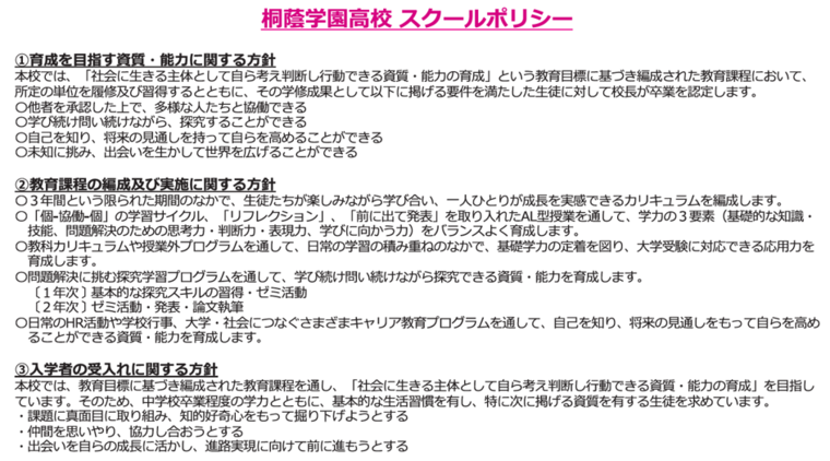 桐蔭学園高等学校 スクール・ポリシー